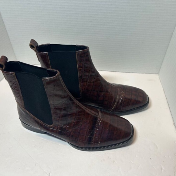 mens boots ASOS Design size 7 Alligator skin brown - Picture 3 of 5